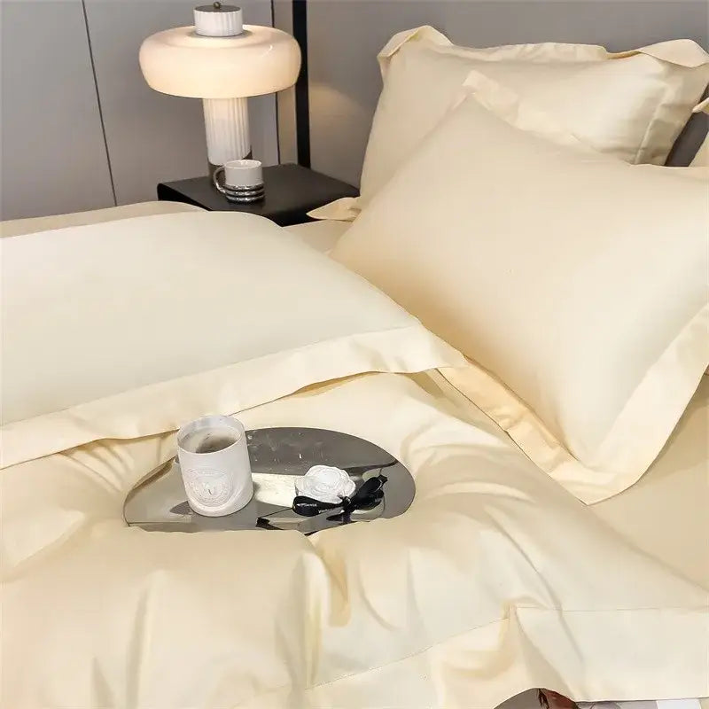 Gray Satin Bedding Set And A Soft Cotton Sheet