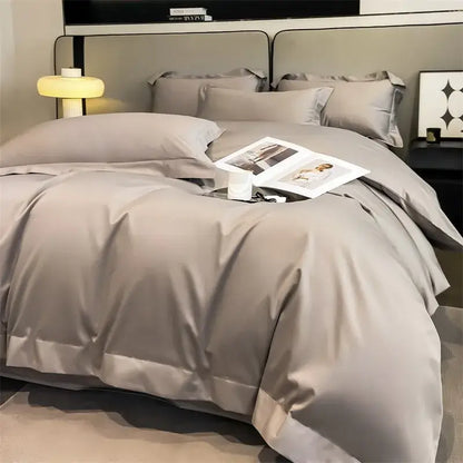 Gray Satin Bedding Set And A Soft Cotton Sheet