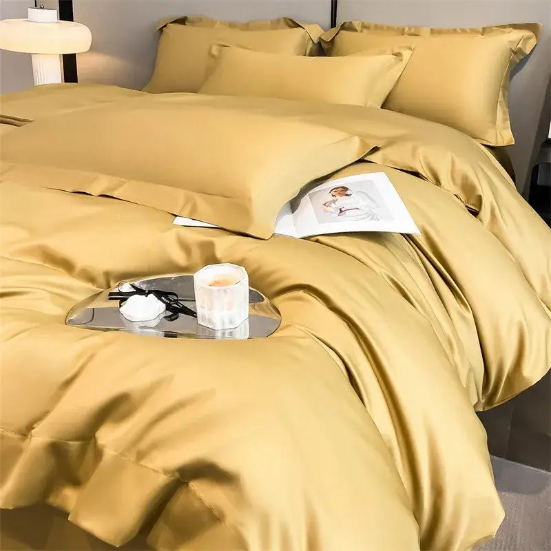 Gray Satin Bedding Set And A Soft Cotton Sheet