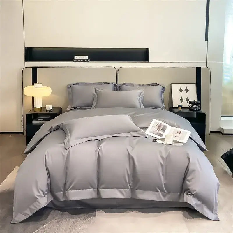 Luxury Sky Blue Satin Bedding Set and Blanket