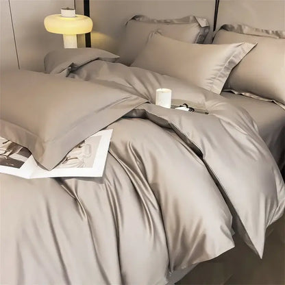 Gray Satin Bedding Set And A Soft Cotton Sheet