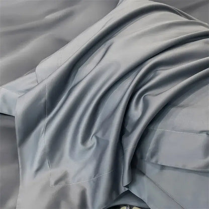 Luxury Sky Blue Satin Bedding Set and Blanket