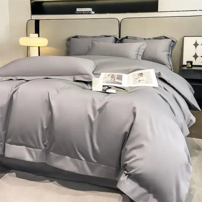 Gray Satin Bedding Set And A Soft Cotton Sheet