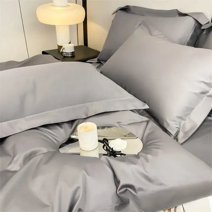 Gray Satin Bedding Set And A Soft Cotton Sheet