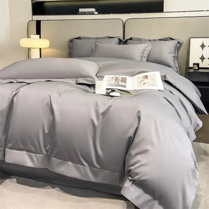 Luxury Sky Blue Satin Bedding Set and Blanket
