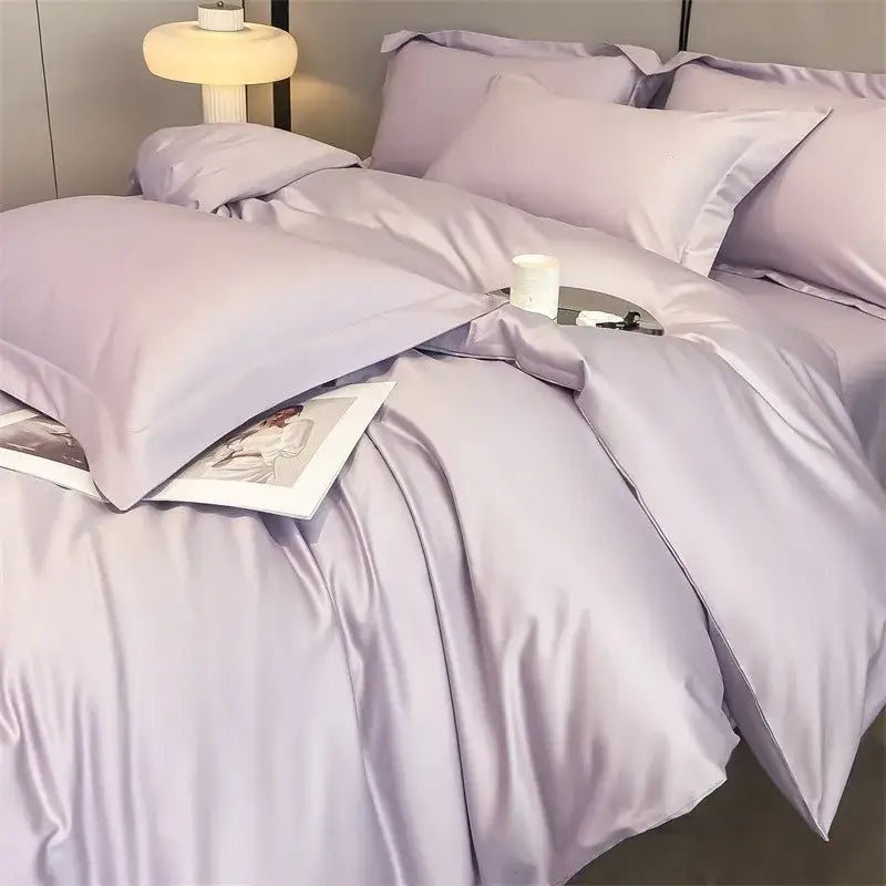 Sky blue satin duvet cover set with matching pillowcases by Decorbites on Tampa Home & Garden Store