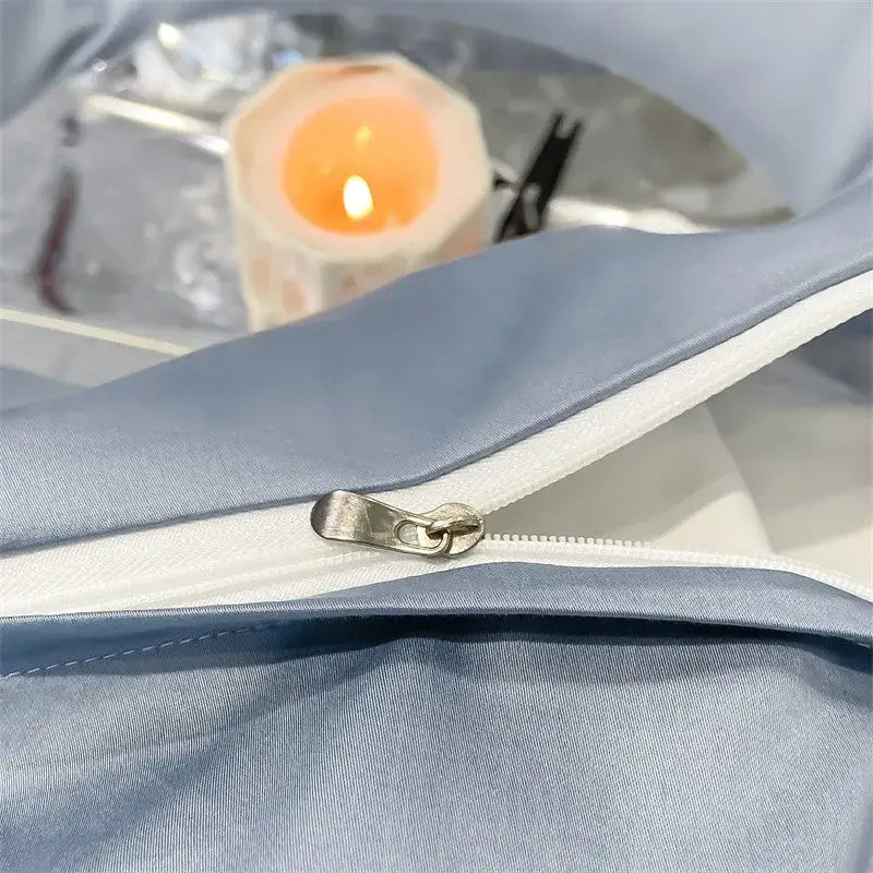 Gray Satin Bedding Set And A Soft Cotton Sheet