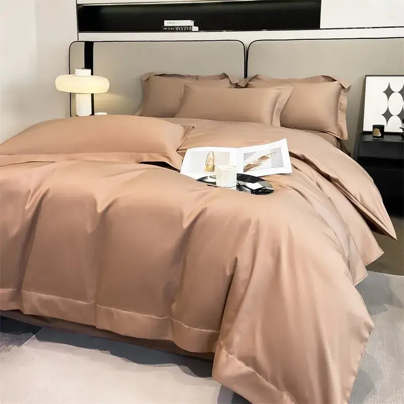 Sky Blue Satin Bedding Set duvet cover by Decorbites with matching shams on Tampa Home & Garden Store