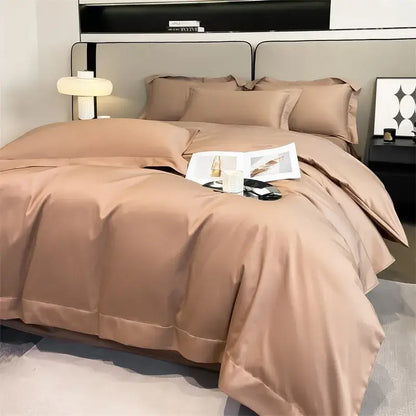 Sky Blue Satin Bedding Set duvet cover by Decorbites with matching shams on Tampa Home & Garden Store