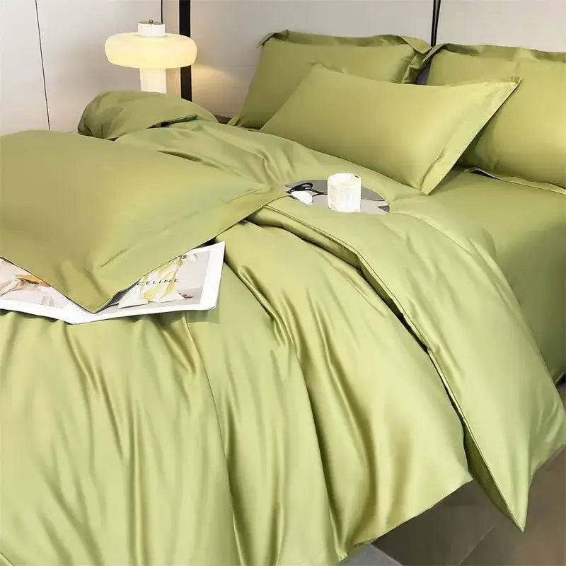 Luxury Sky Blue Satin Bedding Set and Blanket