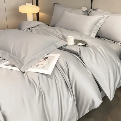 Luxury Sky Blue Satin Bedding Set and Blanket
