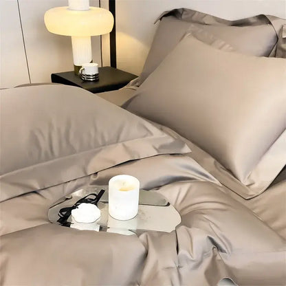 Gray Satin Bedding Set And A Soft Cotton Sheet