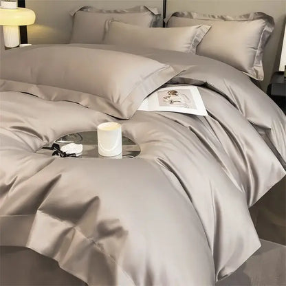 Luxury Sky Blue Satin Bedding Set and Blanket