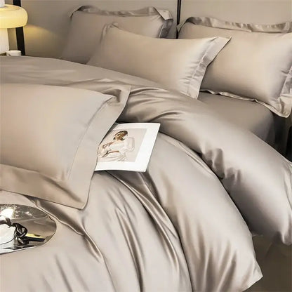 Luxury Sky Blue Satin Bedding Set and Blanket