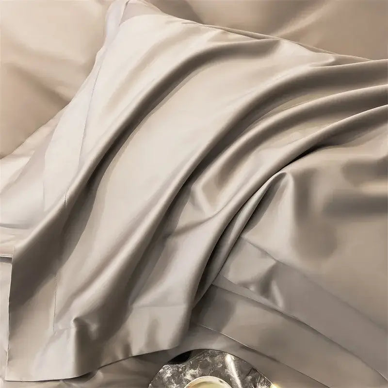 Luxury Sky Blue Satin Bedding Set and Blanket
