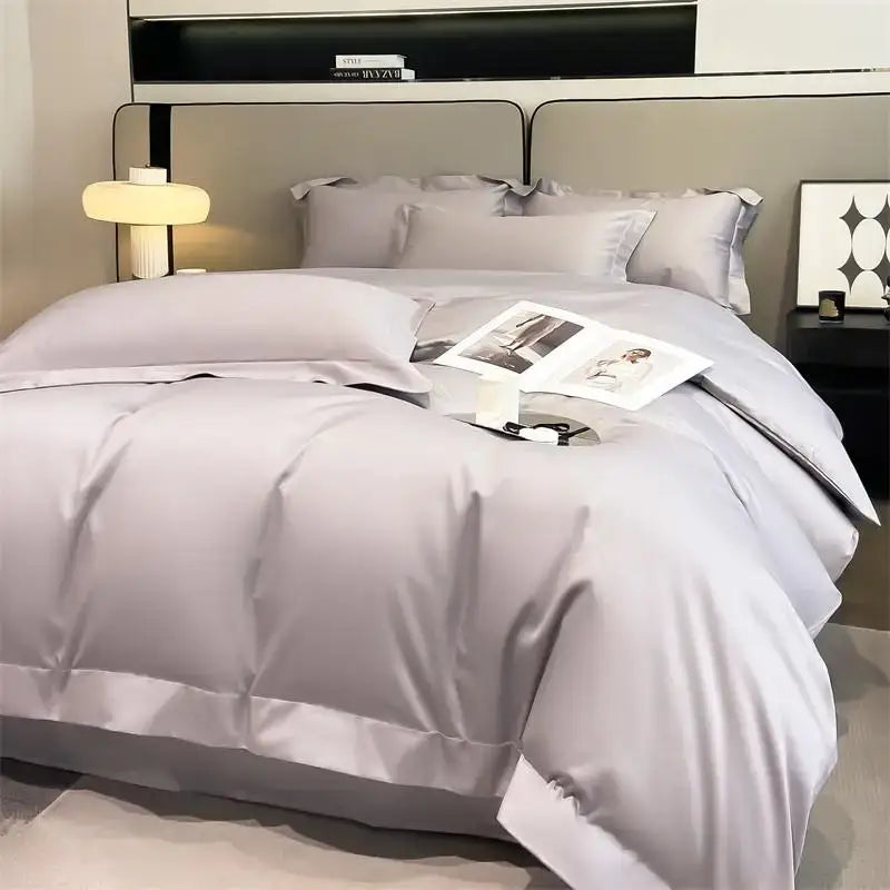 Luxury Sky Blue Satin Bedding Set and Blanket