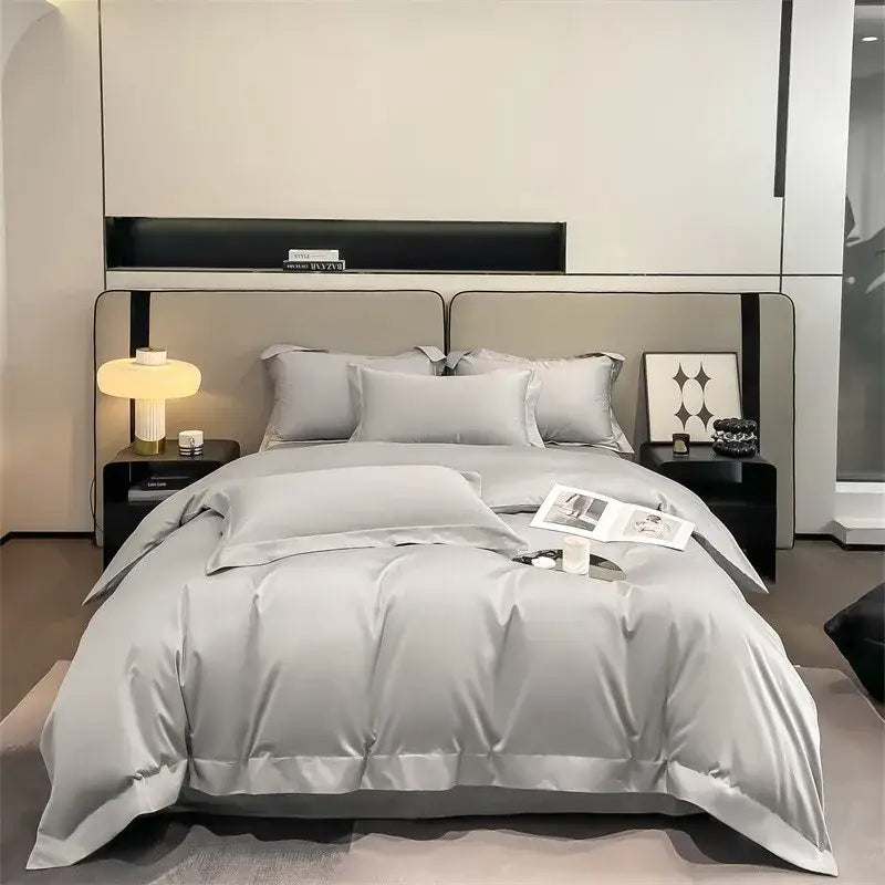 Luxury Sky Blue Satin Bedding Set and Blanket