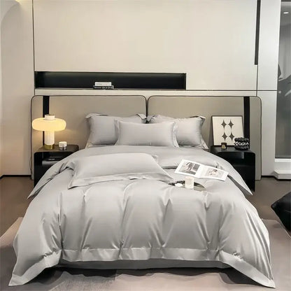 Luxury Sky Blue Satin Bedding Set and Blanket