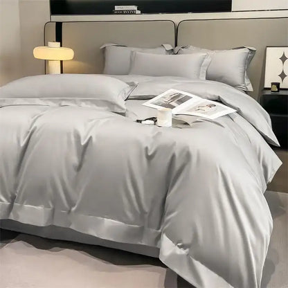 Gray Satin Bedding Set And A Soft Cotton Sheet