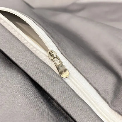 Gray Satin Bedding Set And A Soft Cotton Sheet