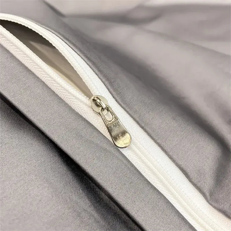 Luxury Sky Blue Satin Bedding Set and Blanket