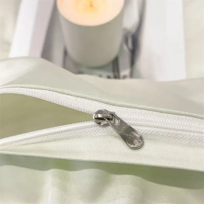 Luxury Sky Blue Satin Bedding Set and Blanket