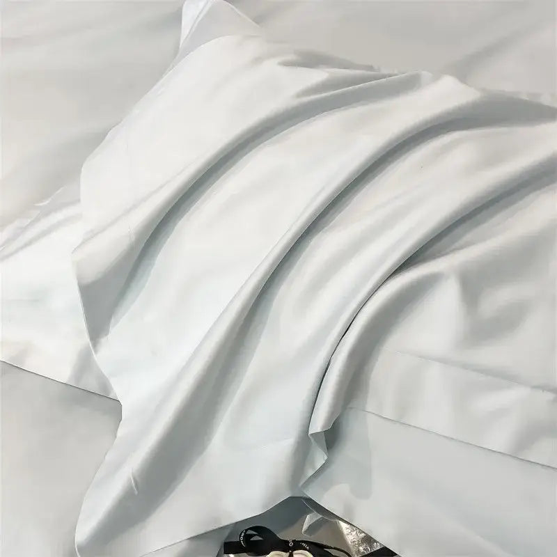 Gray Satin Bedding Set And A Soft Cotton Sheet