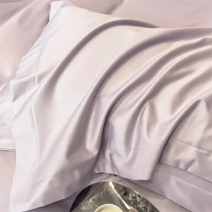 Sky blue satin duvet cover set with two pillowcases by Decorbites, silky glossy bedding on Tampa Home & Garden Store