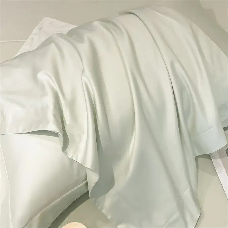Luxury Sky Blue Satin Bedding Set and Blanket