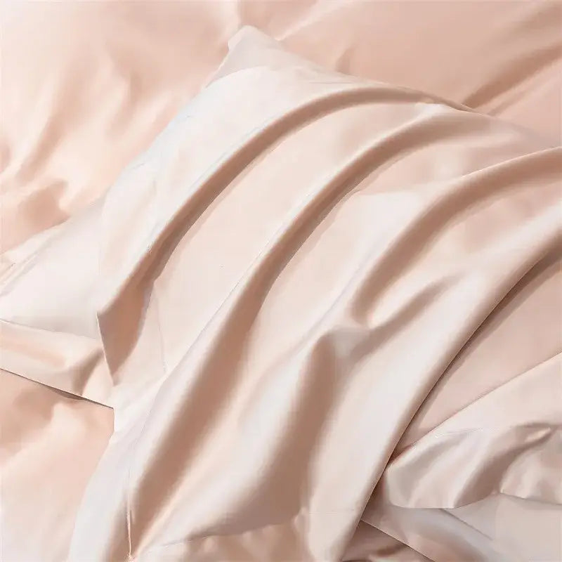Sky blue satin duvet cover set by Decorbites, silky glossy bedding on Tampa Home & Garden Store