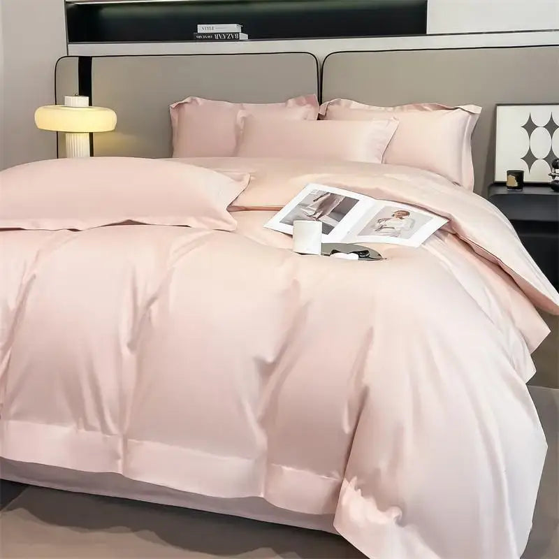 Gray Satin Bedding Set And A Soft Cotton Sheet