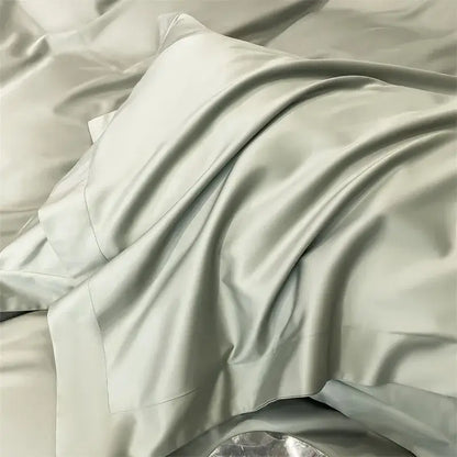 Luxury Sky Blue Satin Bedding Set and Blanket