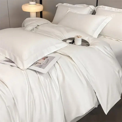 Luxury Sky Blue Satin Bedding Set and Blanket