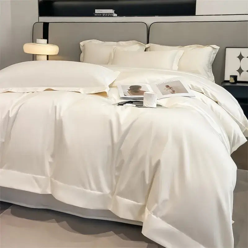 Gray Satin Bedding Set And A Soft Cotton Sheet