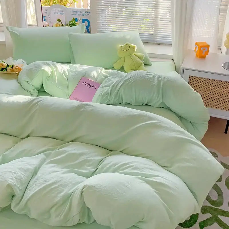 Luxurious mint green cotton duvet cover set by Decorbites on Tampa Home & Garden Store