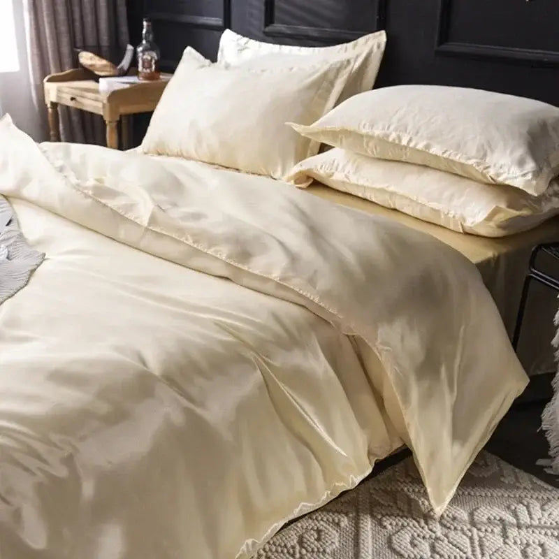 Soft Turquoise Satin Duvet Set and Pillowcases