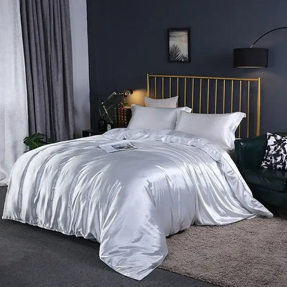 Soft Turquoise Satin Duvet Set and Pillowcases
