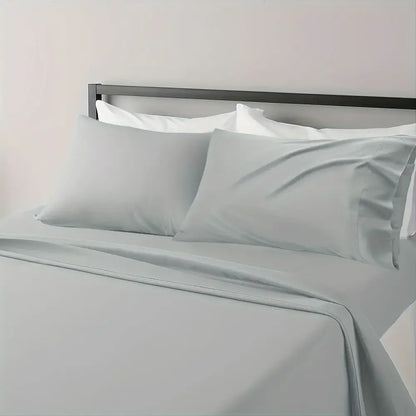Gray Satin Sheet Set And Soft Cooling Linens