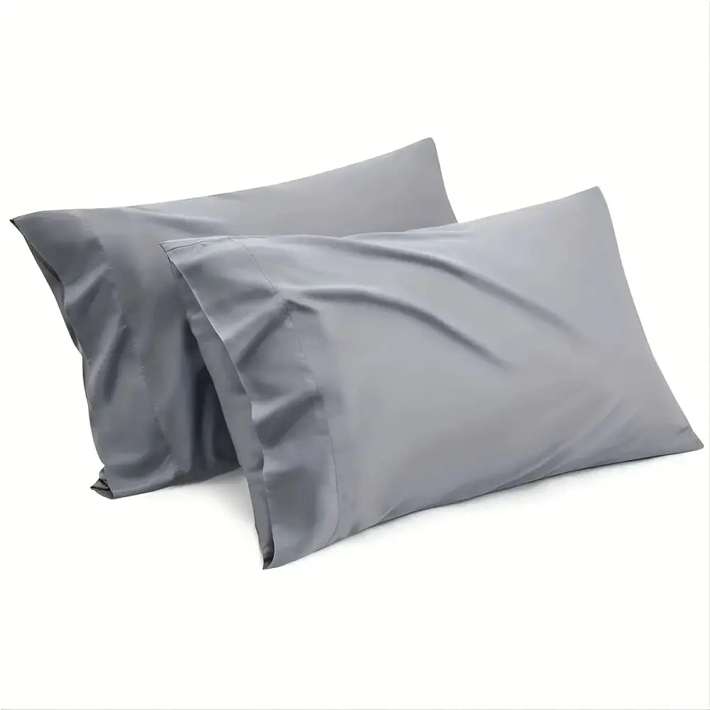Gray Satin Sheet Set And Soft Cooling Linens