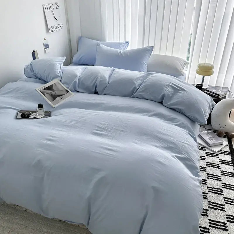 Dark Gray Cotton Duvet Cover and Soft Sheets
