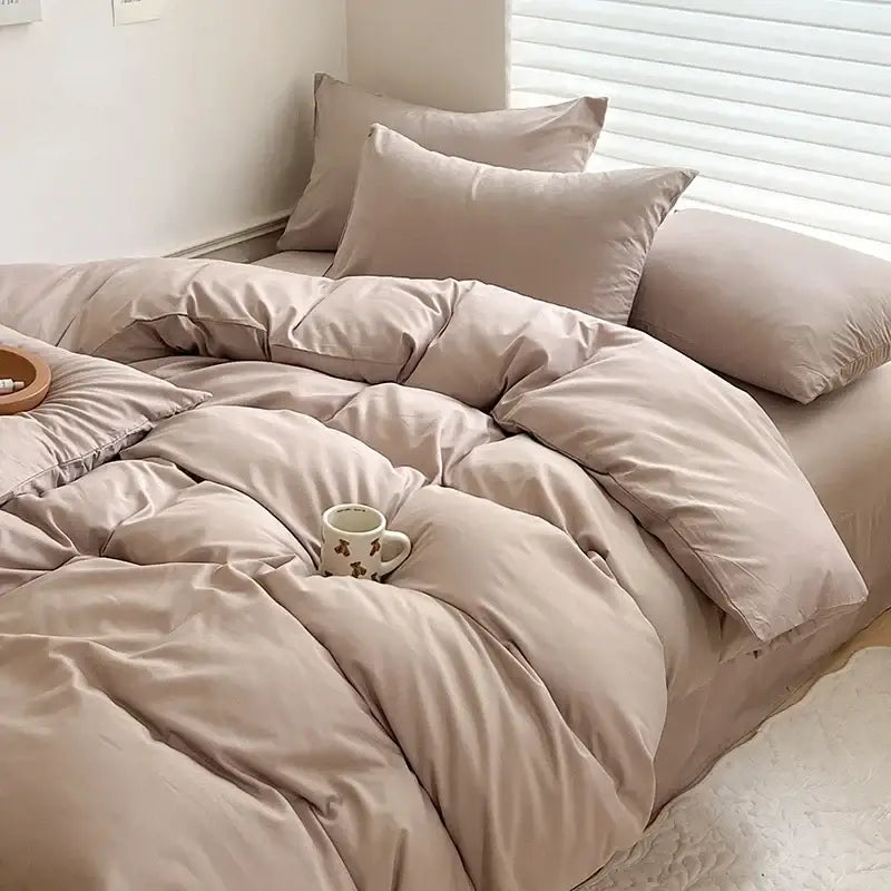 Dark Gray Cotton Duvet Cover and Soft Sheets