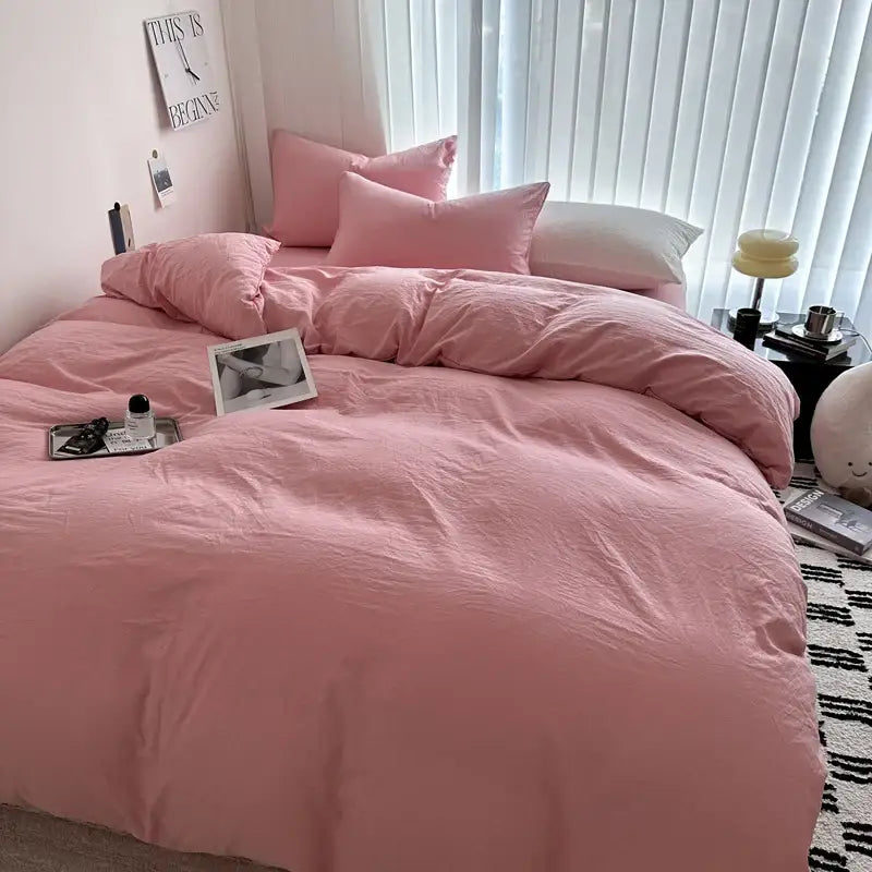 Dark Gray Cotton Duvet Cover and Soft Sheets