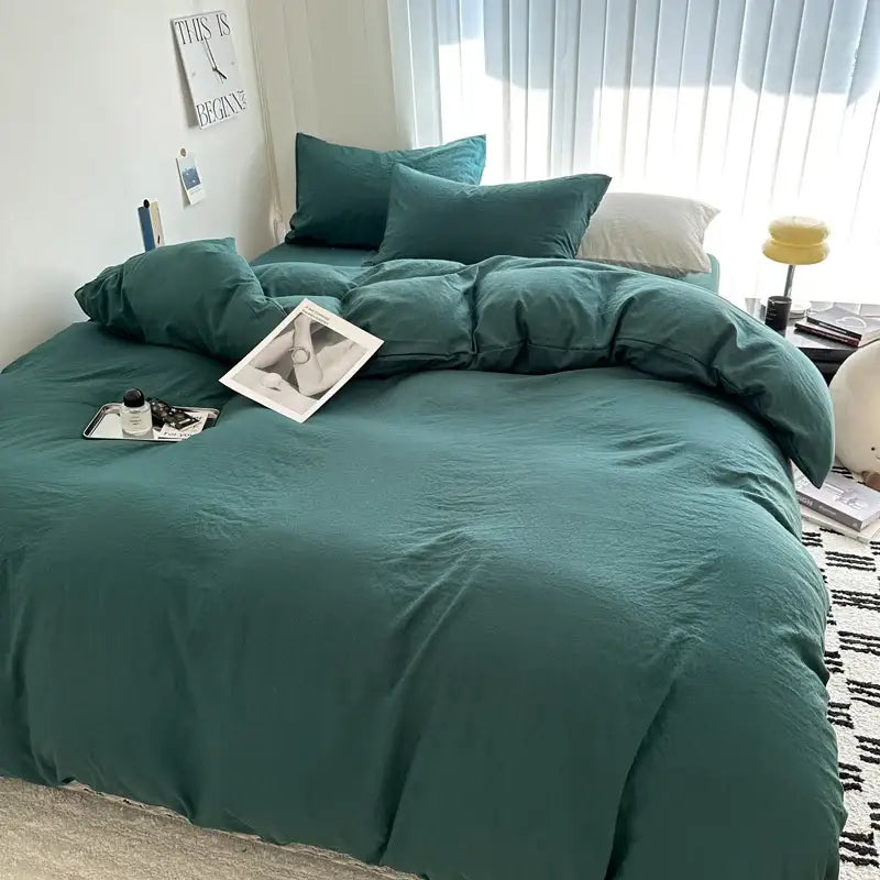 Dark Gray Cotton Duvet Cover and Soft Sheets