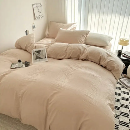 Dark Gray Cotton Duvet and Pillowcase Set