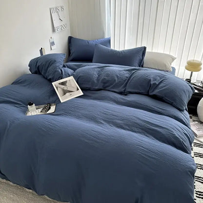 Dark Gray Cotton Duvet and Pillowcase Set