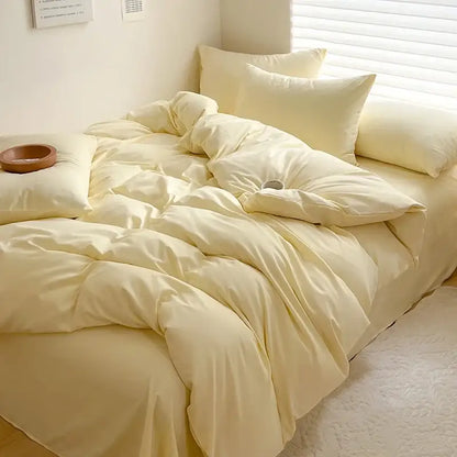 Dark Gray Cotton Duvet and Pillowcase Set