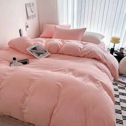 Dark Gray Cotton Duvet and Pillowcase Set
