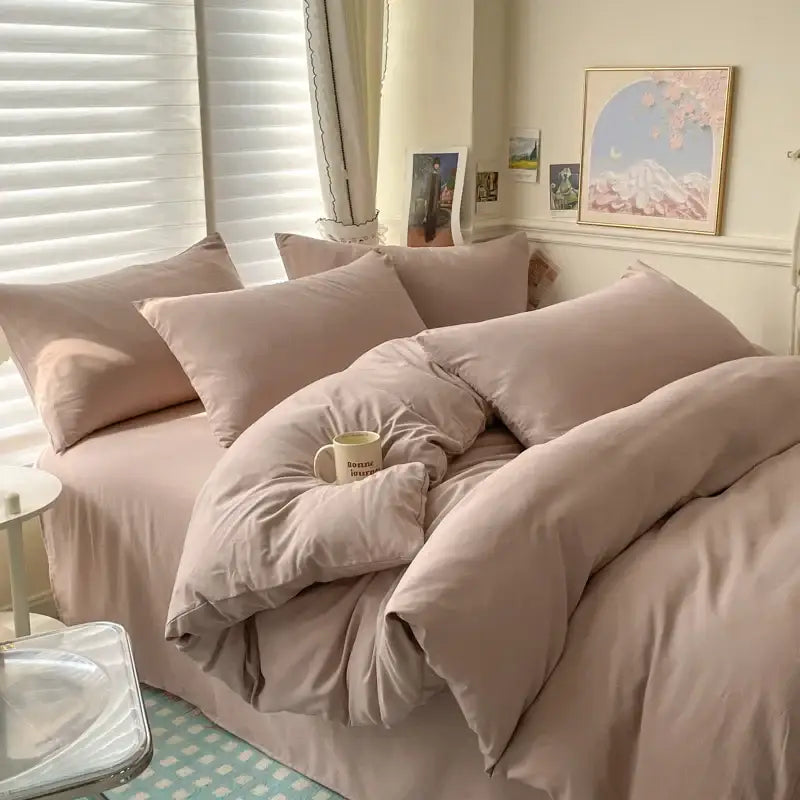 Duvet cover bedding set in white and dark gray by Decorbites with matching pillows on Tampa Home & Garden Store