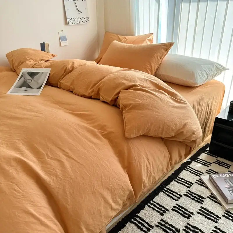 Gray Cotton Bedding with Duvet Cover and Sheets
