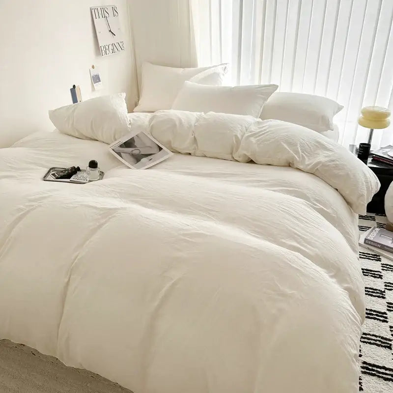 Dark Gray Cotton Duvet and Pillowcase Set